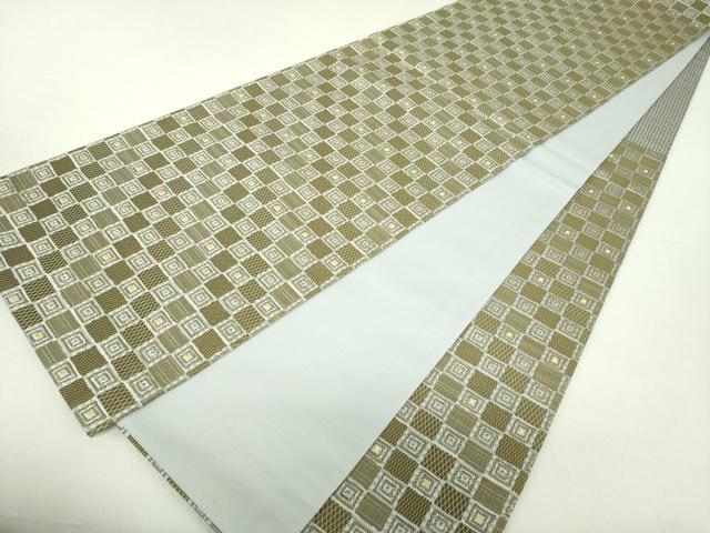 平和屋着物○六通柄袋帯 唐織 変わり市松 正絹 逸品 DAAV6011ps