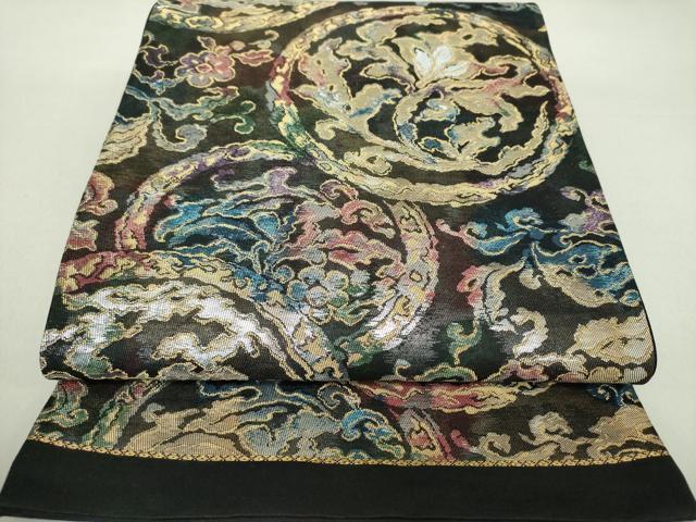 平和屋着物●六通柄袋帯　草花丸文　金銀糸　引箔　正絹　逸品　DAAV6020ps