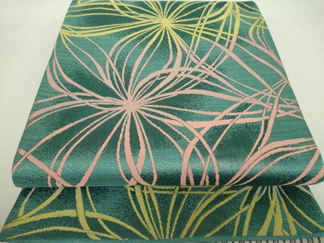 平和屋着物●両面　六通柄袋帯　花尽くし　金糸　正絹　逸品　DAAV6022ps