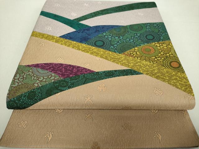 平和屋着物●人間国宝　南部芳松　突彫り　太鼓柄袋帯　切嵌　伊勢型紙　吉祥花文　正絹　逸品　DAAV6028ps
