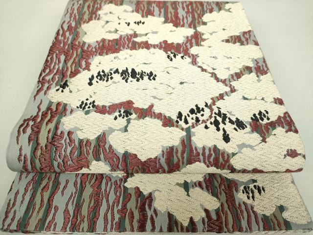 平和屋着物●六通柄袋帯　霞文　金糸　正絹　逸品　未使用　DAAV6033ps