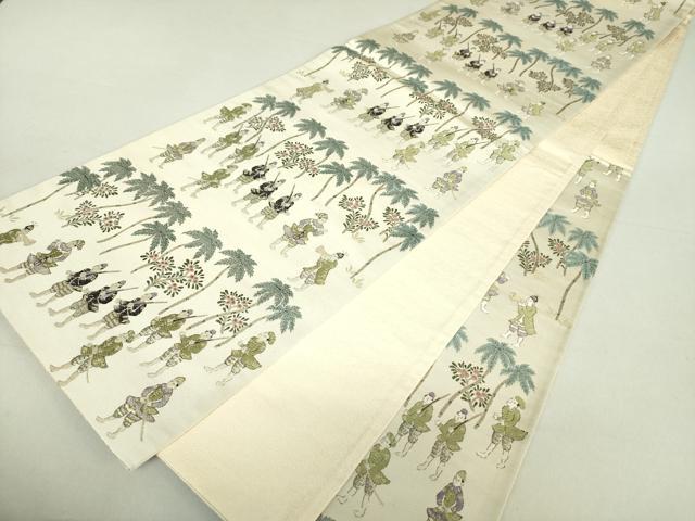 平和屋着物●六通柄袋帯　織全九蔵文様　象　駱駝　金糸　正絹　逸品　DAAV6041ps 平和屋着物○六通柄袋帯 織全九蔵文様 象 駱駝 金糸 正絹