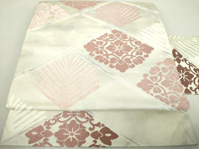 平和屋着物●九寸名古屋帯　唐織　花松菱文　正絹　逸品　DAAV6071ps