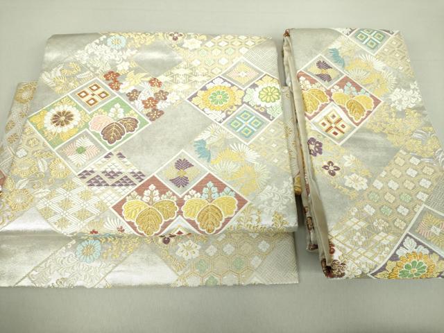 平和屋着物●つけ帯　唐織　吉祥花菱文　金銀糸　引箔　正絹　逸品　DAAV6081ps