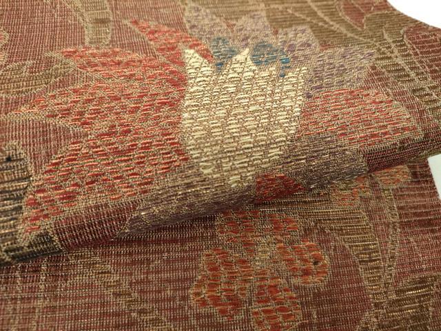 平和屋着物○六通柄袋帯 宝彩装 更紗花文 金糸 正絹