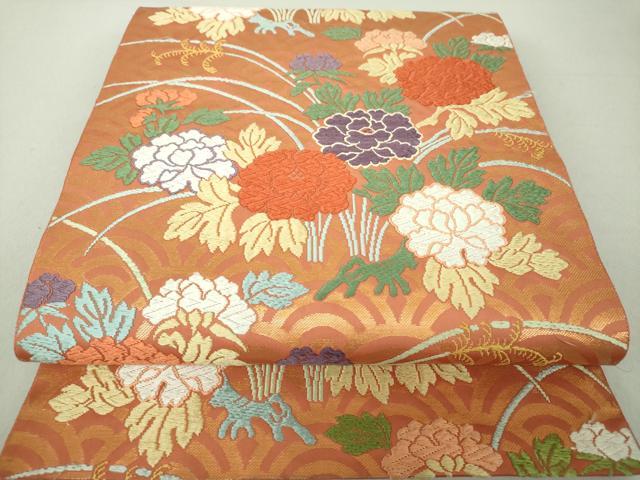 平和屋着物●西陣最高峰・北尾織物匠　六通柄袋帯　唐織　能装牡丹文　金糸　正絹　逸品　DAAV6118ps