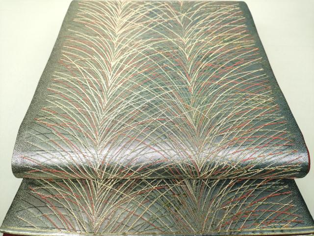 平和屋着物●染色作家　草野一騎　六通柄袋帯　大王松　金銀糸　引箔　正絹　逸品　未使用　DAAV6129ps