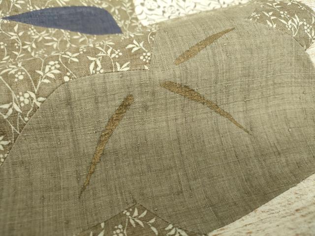 平和屋着物○太鼓柄袋帯 結城紬 奥順 はたおり娘 切嵌