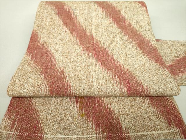 平和屋着物●出羽の織座　全通柄八寸名古屋帯　斜線文　正絹　逸品　DAAV6165ps