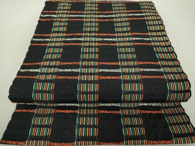 平和屋着物＊夏物　八寸名古屋帯　間道　黒地　正絹　逸品　CAAW8977oy 平和屋着物＊夏物 八寸名古屋帯 間道 黒地 正絹 逸品 CAAW8977oy