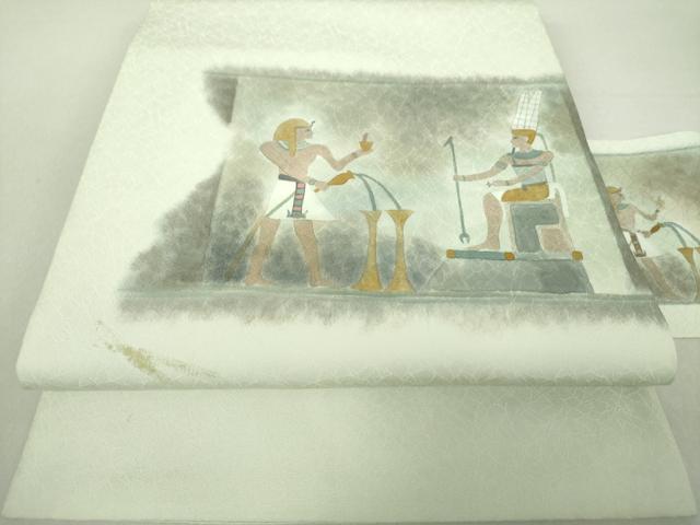 平和屋着物●九寸名古屋帯　壁画文様　金彩　正絹　逸品　未使用　DAAV6168ps