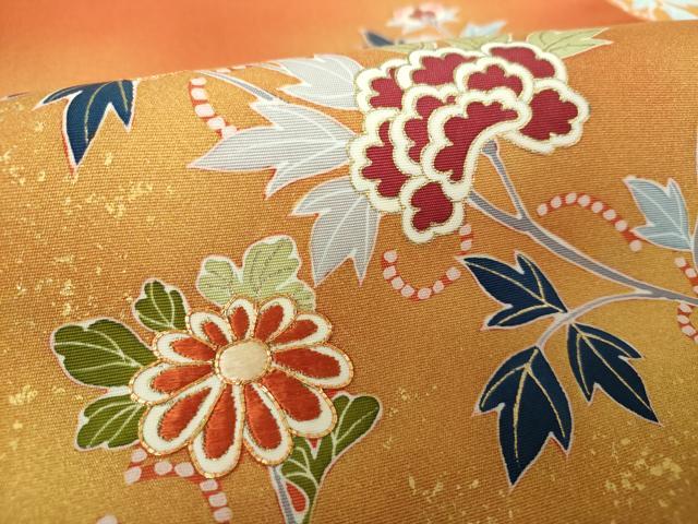 平和屋着物○塩瀬 九寸名古屋帯 駒刺繍 雪輪花文 金彩 正絹