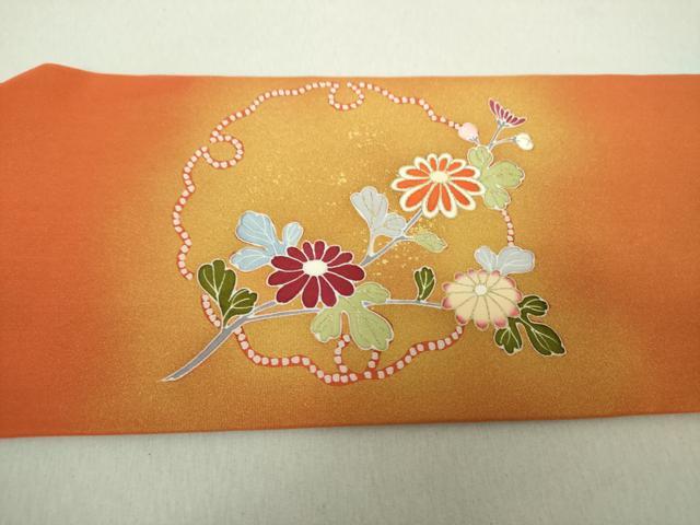 平和屋着物●塩瀬　九寸名古屋帯　駒刺繍　雪輪花文　金彩　正絹　逸品　未使用　DAAV6170ps 平和屋着物○塩瀬 九寸名古屋帯 駒刺繍 雪輪花文 金彩 正絹