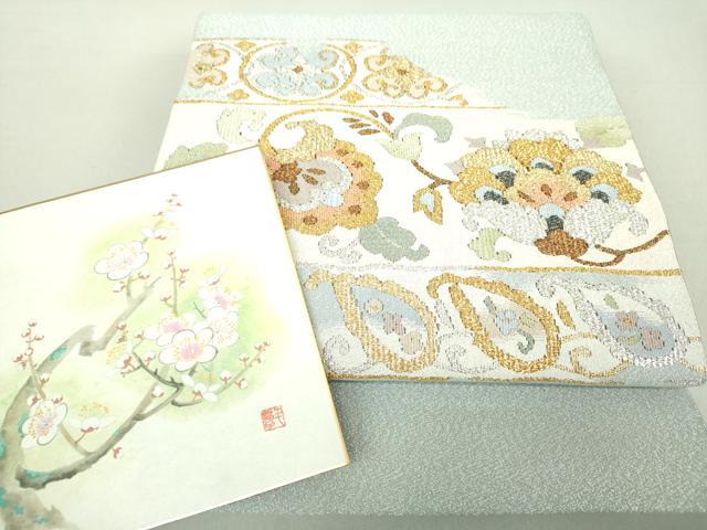 平和屋着物●爪掻き本綴れ　八寸名古屋帯　作家物　更紗花文　金銀糸　色紙付き　正絹　逸品　DAAV6188ps