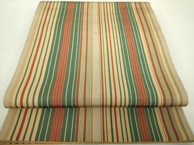 平和屋着物●本場筑前博多織　八寸名古屋帯　間道　正絹　逸品　未使用　DAAV6206ps