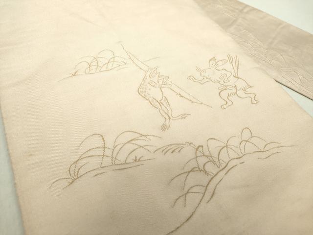 平和屋着物○爪掻き本綴れ 八寸名古屋帯 鳥獣戯画 金糸 正絹