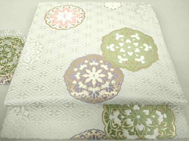 平和屋着物●西陣　竹本正典謹製　九寸名古屋帯　唐織　花丸文　金糸　証紙付き　正絹　逸品　DAAV6271ps