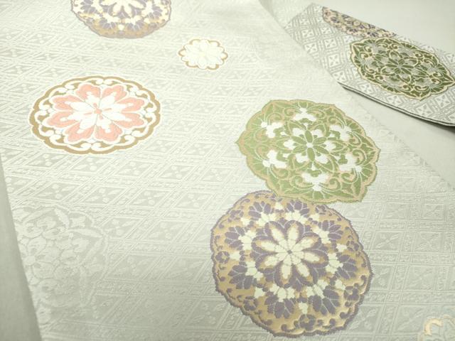 平和屋着物●西陣　竹本正典謹製　九寸名古屋帯　唐織　花丸文　金糸　証紙付き　正絹　逸品　DAAV6271ps 平和屋着物○西陣 竹本正典謹製 九寸名古屋帯 唐織 花丸文 金糸