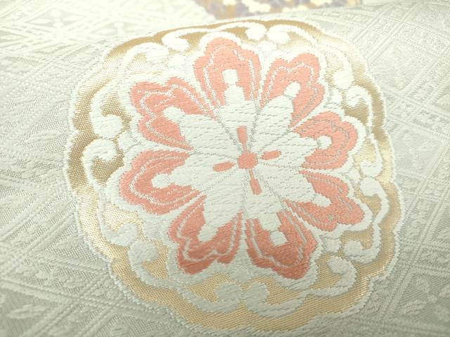 平和屋着物○西陣 竹本正典謹製 九寸名古屋帯 唐織 花丸文 金糸