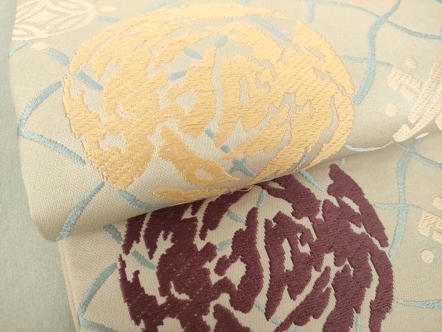 着物ふぁんた■俵屋　人間国宝　喜多川平朗　有職織物　唐織　鶏頭花菱　逸品　最高級名古屋帯 y4517 平和屋着物○俵屋 人間国宝 喜多川平朗 有職織物 九寸開き名古屋