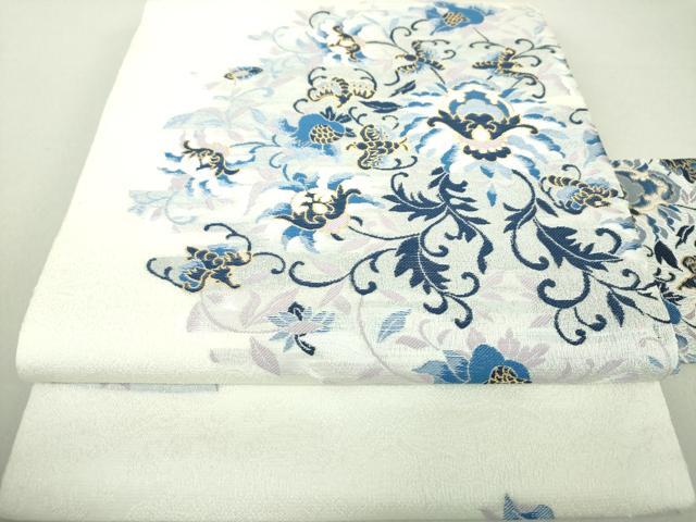 平和屋着物●世界的友禅作家　千地泰弘　九寸名古屋帯　更紗花文　金糸　正絹　逸品　DAAV6274ps