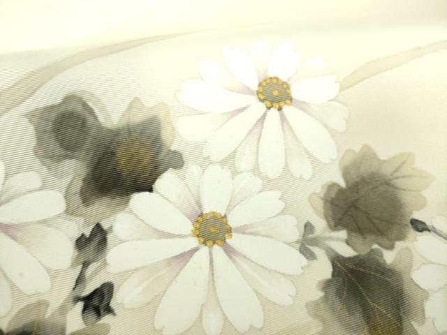 平和屋着物○塩瀬 九寸名古屋帯 枝葉舞蝶飛鳥文 金銀彩 正絹 逸品