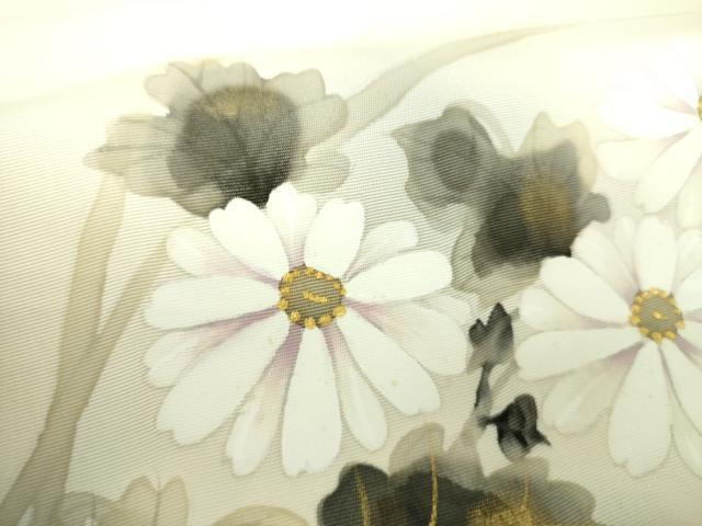 平和屋着物○塩瀬 九寸名古屋帯 作家物 薔薇 黒地 金彩 正絹 逸品