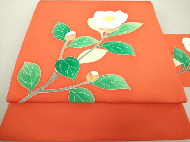 平和屋着物●本加賀友禅作家　談義所栄二　塩瀬　九寸名古屋帯　枝花文　正絹　逸品　DAAV6285ps