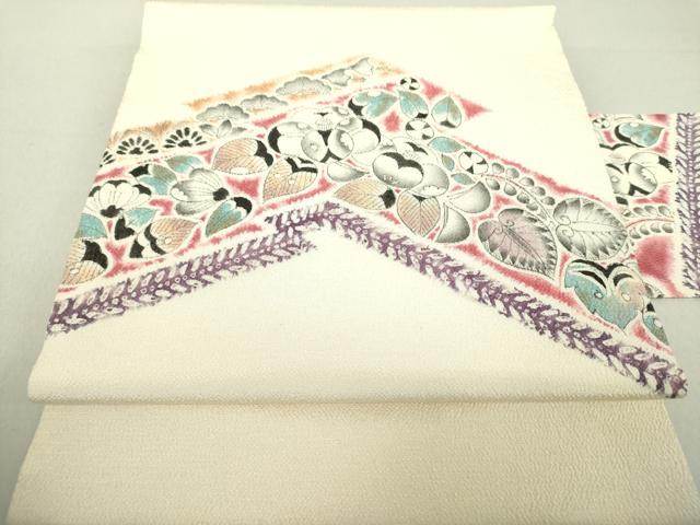 平和屋着物●伝統工芸士　水野保　保辻が花染　九寸名古屋帯　絞り　千鳥　鬼しぼ縮緬　正絹　逸品　DAAV6293ps