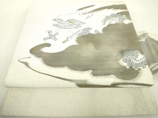 平和屋着物●綴れ　九寸名古屋帯　雲龍　金糸　正絹　逸品　DAAV6300ps