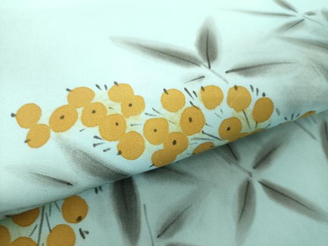 平和屋着物○塩瀬 九寸名古屋帯 作家物 手描き 南天文 金彩 正絹