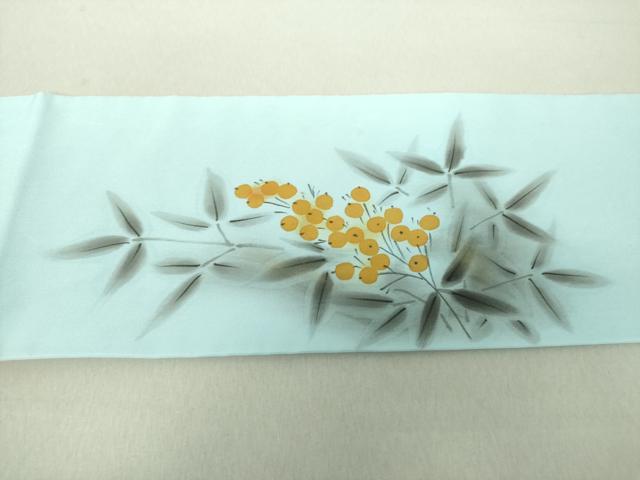 平和屋着物●塩瀬　九寸名古屋帯　手描き　睡蓮　正絹　逸品　DAAY1218ps 平和屋着物○塩瀬 九寸名古屋帯 手描き 睡蓮 正絹 逸品 DAAY1218ps 平和屋