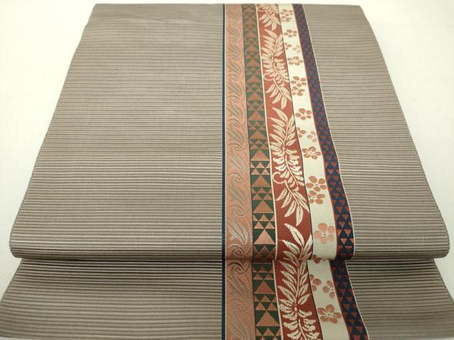 平和屋着物●本場筑前博多織　八寸名古屋帯　草花間道　正絹　逸品　未使用　DAAV6312ps