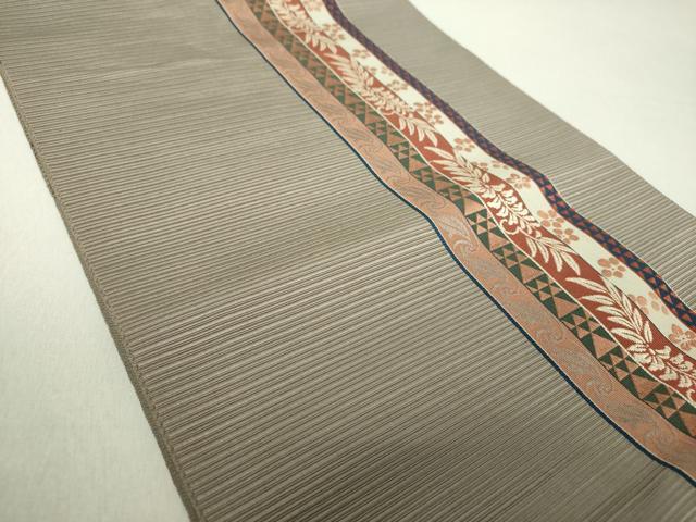 平和屋着物●本場筑前博多織　八寸名古屋帯　間道　生成り色　正絹　逸品　DAAW6610ob 平和屋着物○本場筑前博多織 八寸名古屋帯 間道 生成り色