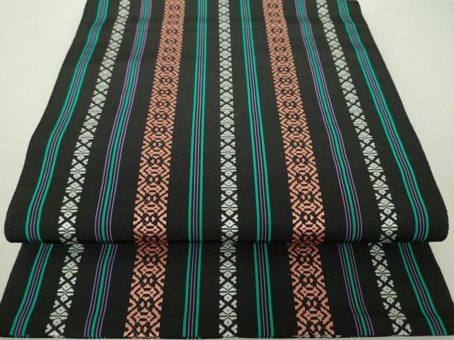 平和屋着物●本場筑前博多織　八寸名古屋帯　献上　黒地　正絹　逸品　DAAV6320ps