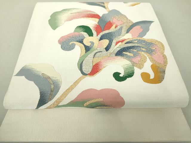 名古屋帯 爪掻き本綴れ 花兎 正絹 着物屋こころ□爪掻き本