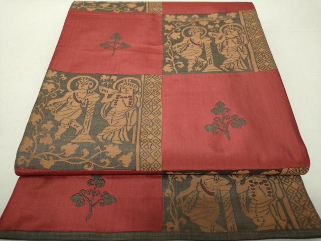 平和屋着物□極上 名門木屋太 今河織物 六通柄袋帯 花