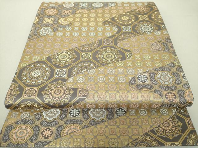 平和屋着物●西陣織　陰山織物謹製　箔屋清兵衛　六通柄袋帯　唐織　欧亜吉祥文　金糸　正絹　逸品　DAAV6330ps