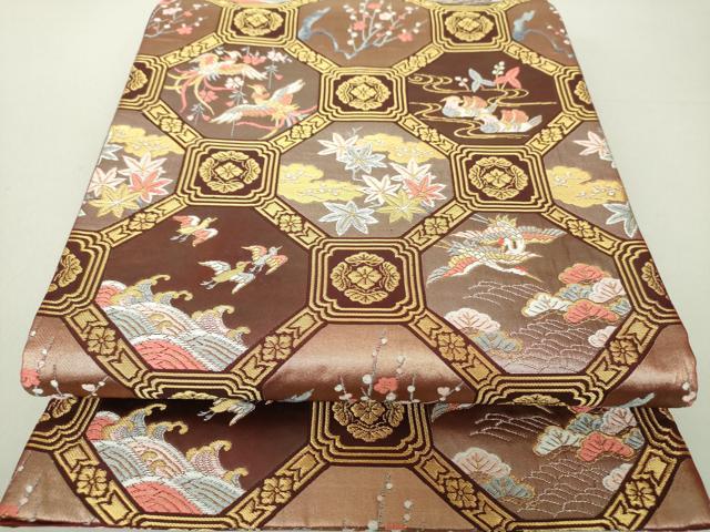 平和屋着物○皇室献上作家 北出与三郎 六通柄袋帯 唐織 豊公花鳥文錦の