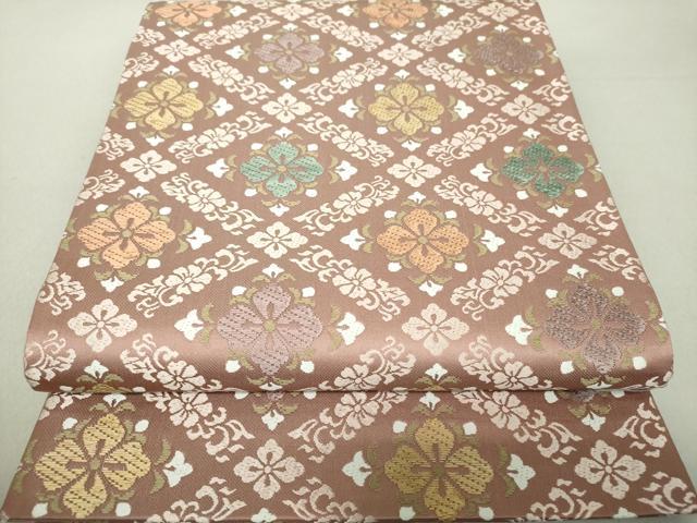 平和屋着物●六通柄袋帯　唐織　花菱文　正絹　逸品　未使用　DAAV6337ps
