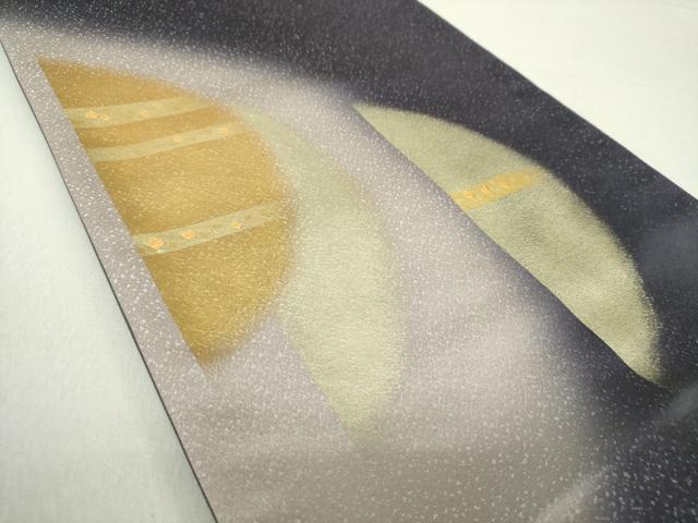 平和屋着物○太鼓柄袋帯 竹屋町刺繍 霞文 金彩 銀通し地