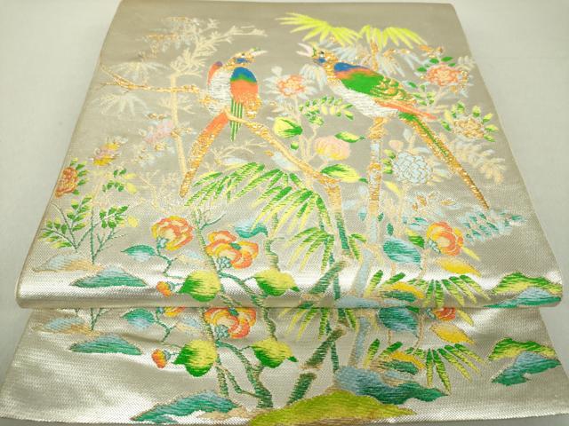 平和屋着物●六通柄　本袋帯　花鳥文九谷　金銀糸　正絹　逸品　DAAV6352ps