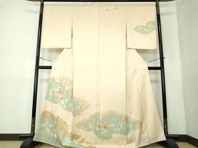 平和屋着物●訪問着　絞り　雲取り花文　金彩　正絹　逸品　DAAV6361ps