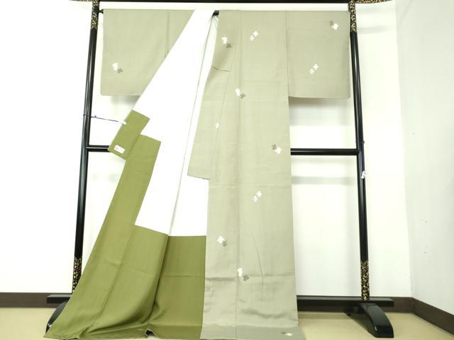 平和屋着物●手彫木版染　佐伯武晴　紬　笹竹文　人形　やまと誂製　ロング丈　正絹　逸品　DAAV6372ps 平和屋着物○手彫木版染 佐伯武晴 紬 笹竹文 人形 やまと誂