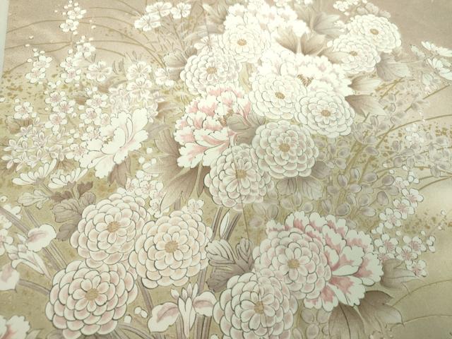 平和屋着物○訪問着 手描き 吉祥花文 暈し染め 金彩 正絹 逸品