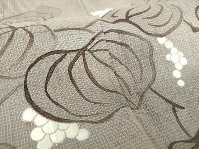 平和屋着物▽訪問着 単衣 紬地 手描き 草花文 正絹 逸品 CAAW1535xi