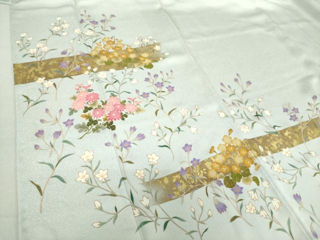 平和屋-こころ店□訪問着 駒刺繍 枝花文 金彩 着丈167.5cm