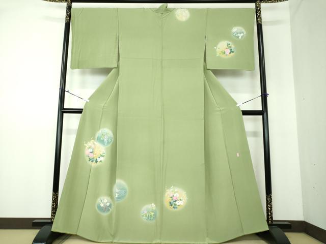 平和屋着物●十日町友禅　女流作家　遠田藤舟　訪問着　流水鴛鴦花丸文　暈し染め　正絹　逸品　DAAV6396ps