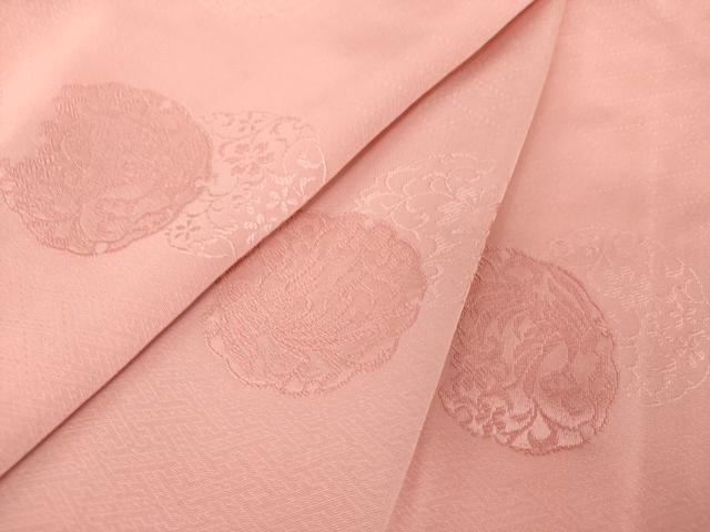 平和屋着物●上質な色無地　雪輪鳳凰花地紋　紅梅色　正絹　逸品　未使用　DAAV6469ps