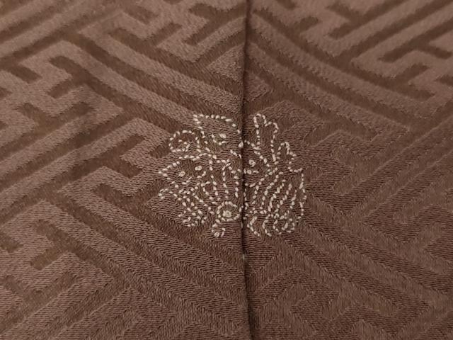 平和屋着物□極上 染色家 岸上純平 色無地 絹鼠色 菱地紋